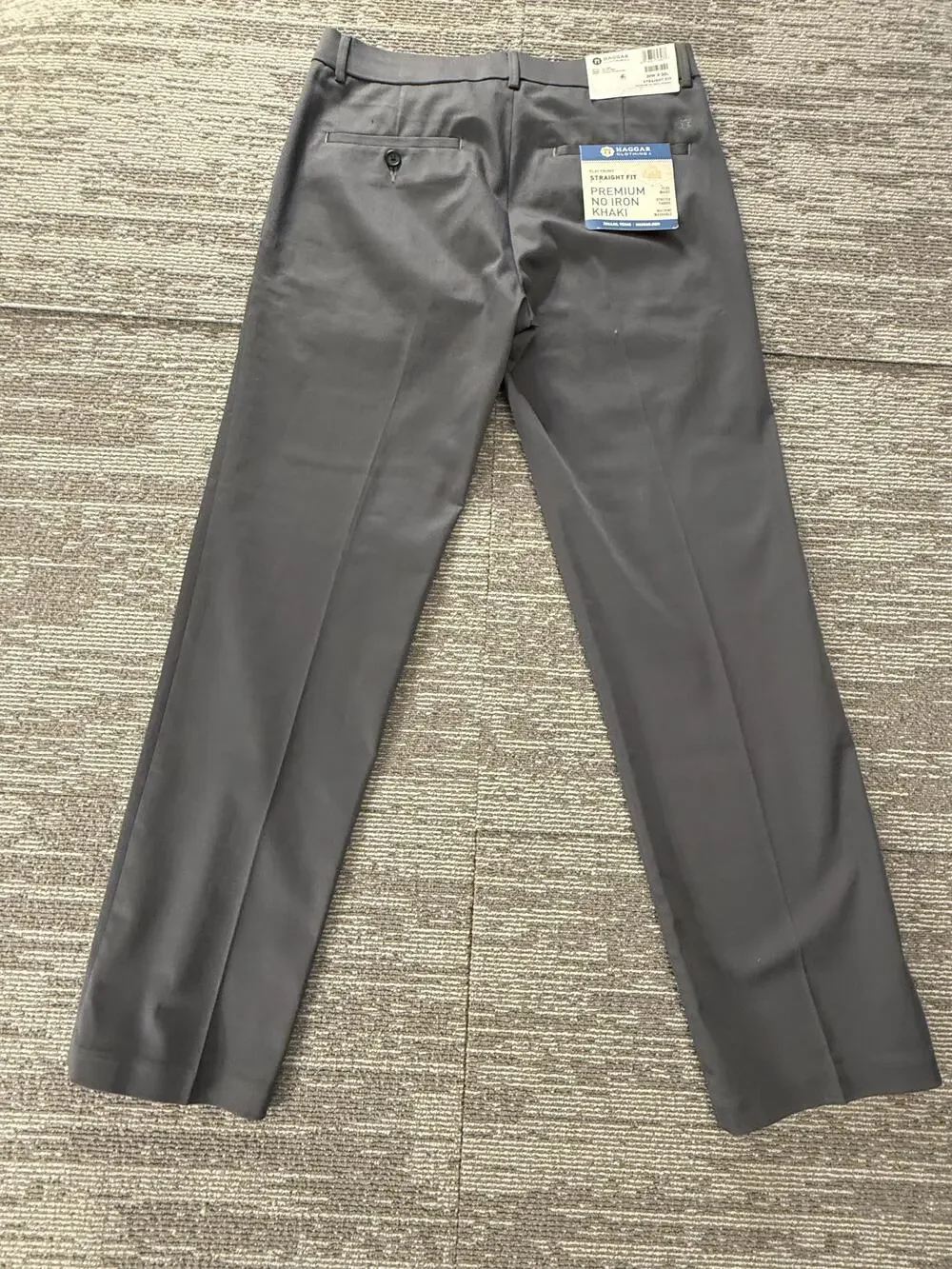 Haggar Pants Mens 30x30 Grey Straight Fit Premium No Iron Khaki Flat Front Chino